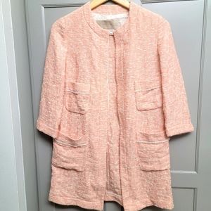 Zara Pink Marled Knit Jacquard Blazer Jacket XS
